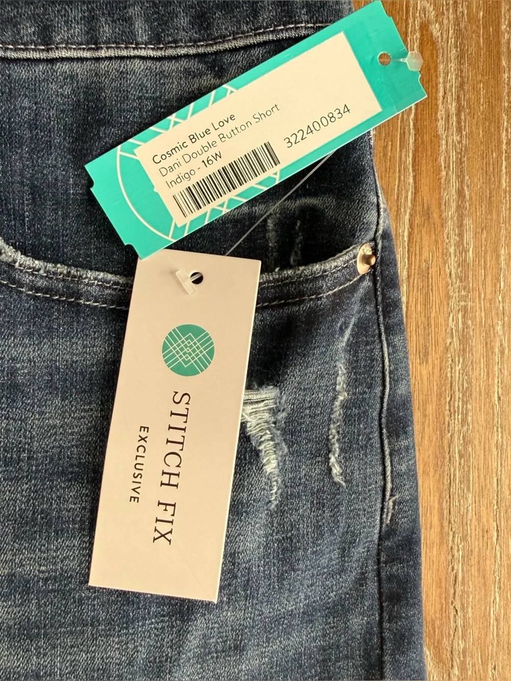 Cosmic Blue Love Dani Double High-rise Distressed Jean Shorts Women’s 16W NWT